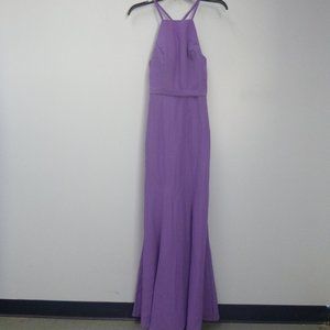 JJ's House Purple Chiffon Bridesmaid Dress Sz 0 262570 High Neck Lace Back